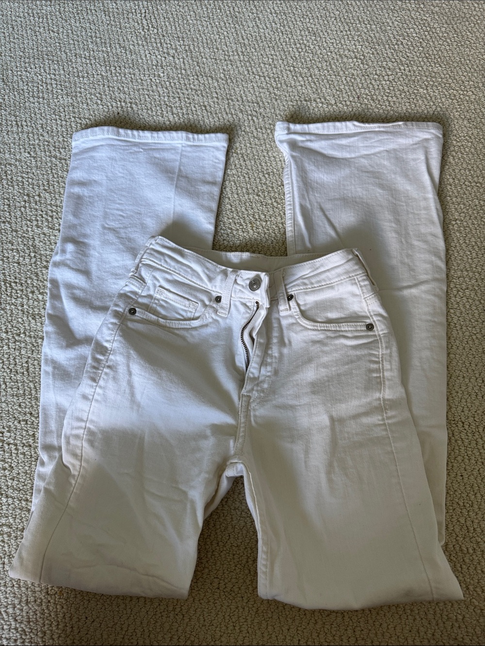 Women's High Rise White Twill Jeans